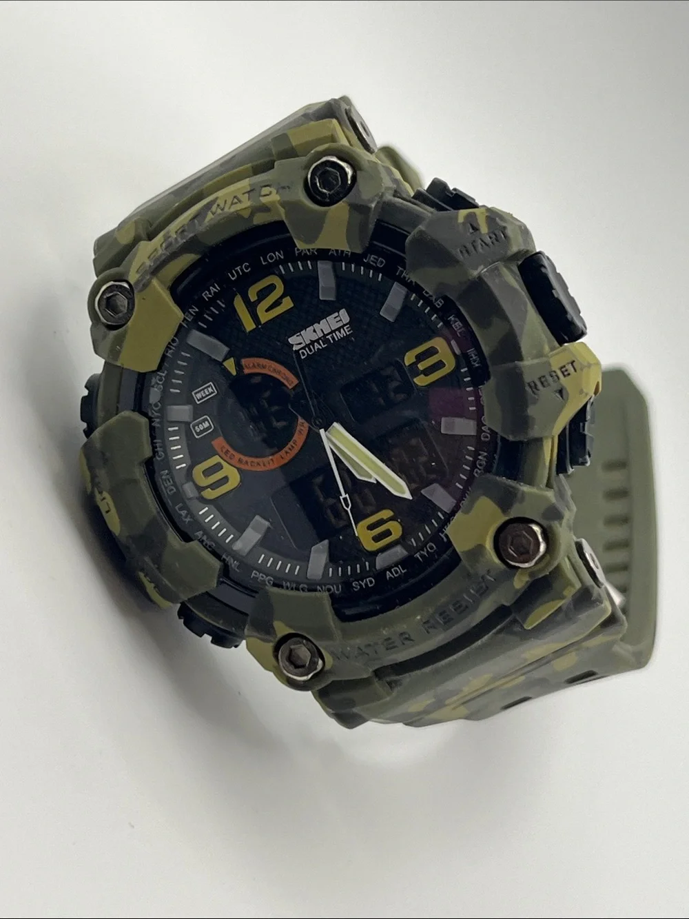 Men's Camouflage Dual Time Sport Watch - Green